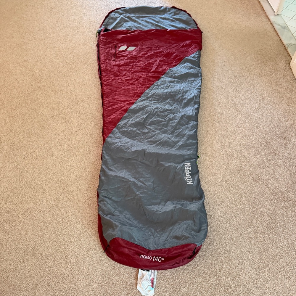 Köppen Sleeping Bag Compreesion 70in Red Grey Viggo 40 Degree Thermolite Mummy